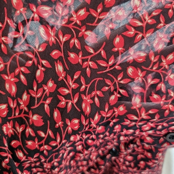 INC International Concepts silk mesh sheer floral office button-down shirt Sz 12 - Picture 4 of 5